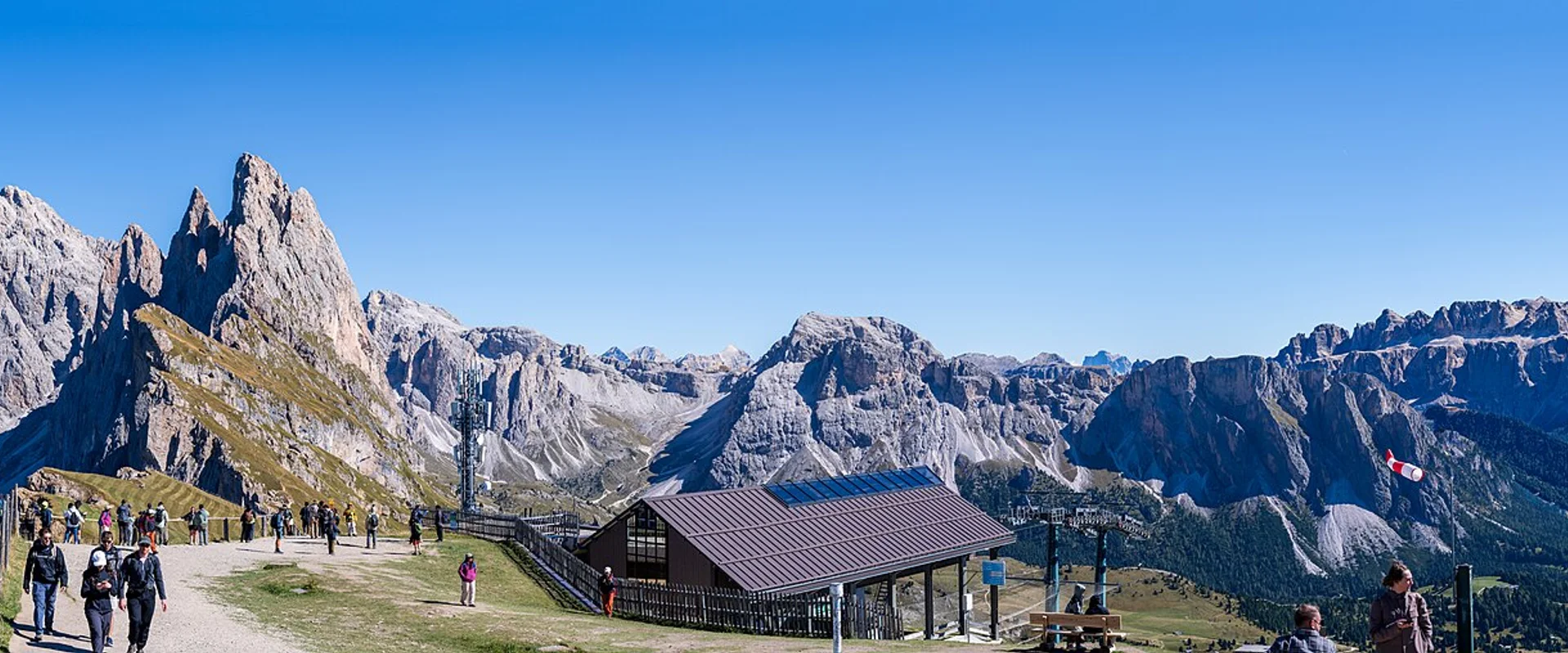 Dolomites alpine ridge panorama at sunset
